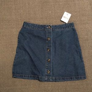 Button down denim skirt